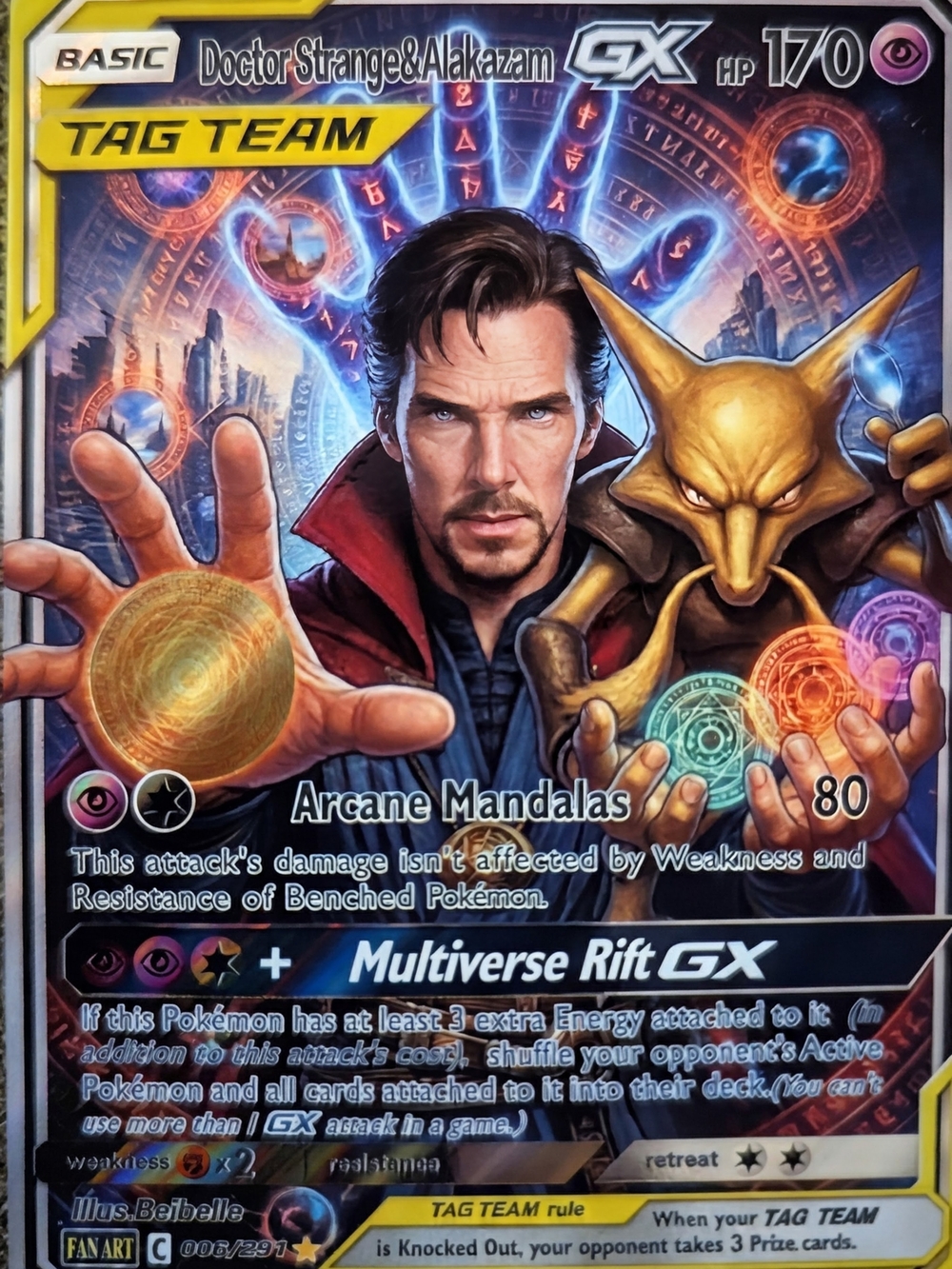 Doctor Strange & Alakazam GX Tag Team Card – Multiverse Rift (Purple)